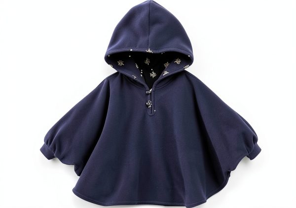 Baby Girls Deepblue Hooded Cape Poncho Coat Cotton-0
