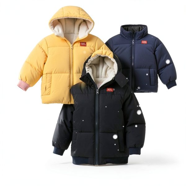 Kids Winter Puffer Coat Generic Polyester Hood-5