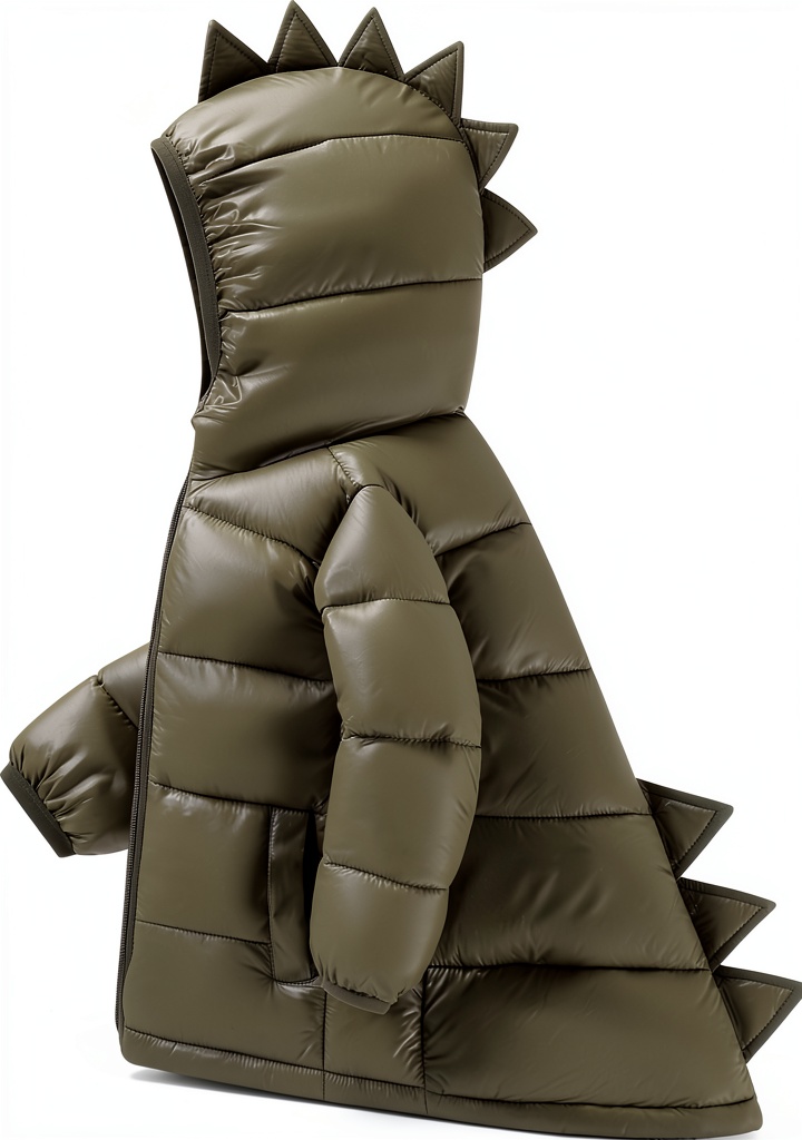 Amygreen Dino Boys Down Jacket with dinosaur design