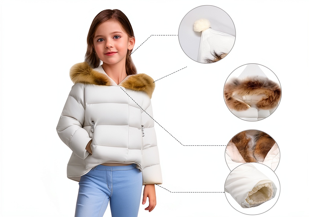 Baby girls wearing the down jacket