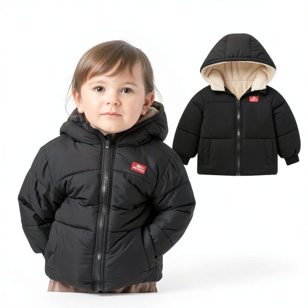 Kids Winter Puffer Coat Generic Polyester Hood-3