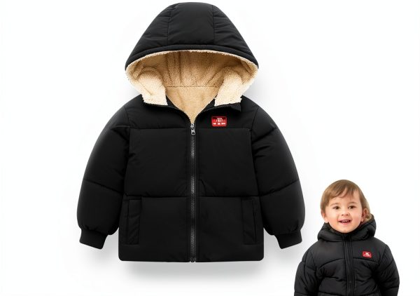 Kids Winter Puffer Coat Generic Polyester Hood-0