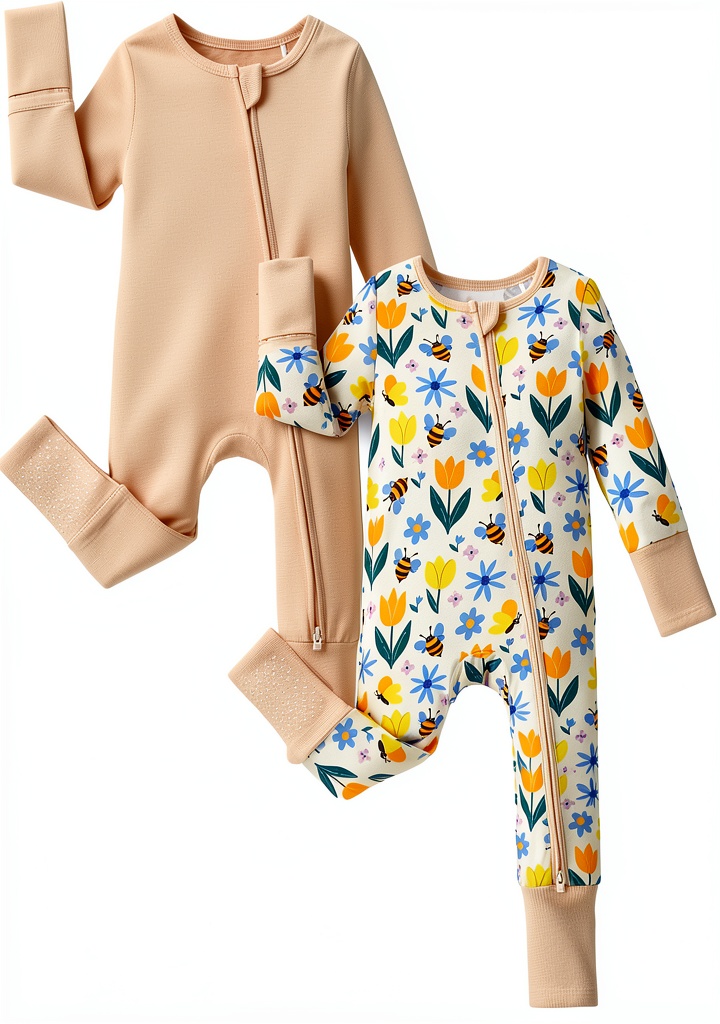 Baby boy wearing LunaKids bamboo footie romper during a playtime session