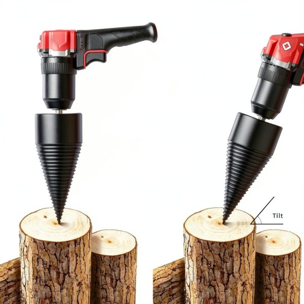 6 PCS 38mm+50mm Log Splitters Drill Bits, Firewood Log Splitter, Wood Log Splitter +4 Handles (Square + Round + Hex Shank + Small Hex), Easy Splitter Detachable Heavy Duty Electric Drill Bit-4