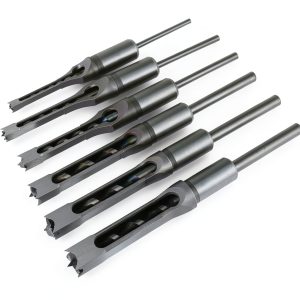 6pcs Square Hole Mortise Chisel Drill Bit Tools, 5/8" 9/16" 1/2" 3/8" 5/16" 1/4" HSS Woodworking Hole Saw Mortising Chisel Drill Bit Set, Different Sizes-0