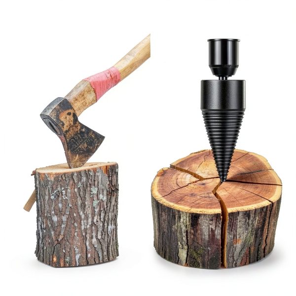 6 PCS 38mm+50mm Log Splitters Drill Bits, Firewood Log Splitter, Wood Log Splitter +4 Handles (Square + Round + Hex Shank + Small Hex), Easy Splitter Detachable Heavy Duty Electric Drill Bit-5