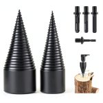 6 PCS 38mm+50mm Log Splitters Drill Bits, Firewood Log Splitter, Wood Log Splitter +4 Handles (Square + Round + Hex Shank + Small Hex), Easy Splitter Detachable Heavy Duty Electric Drill Bit-0