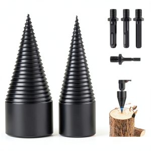 6 PCS 38mm+50mm Log Splitters Drill Bits, Firewood Log Splitter, Wood Log Splitter +4 Handles (Square + Round + Hex Shank + Small Hex), Easy Splitter Detachable Heavy Duty Electric Drill Bit-0