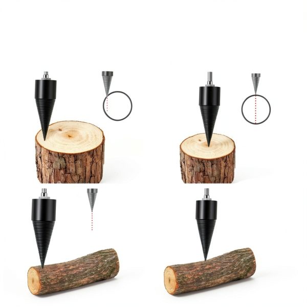 45+32mm Firewood Log Splitter, Fired Wood Kindling Splitter Set Detachable Design, Heavy Duty Electric Drills Screw Cone Driver Removable, Wood Splitting Wedge Tools 6Pcs-4