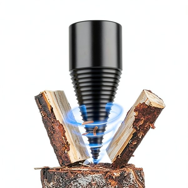 45+32mm Firewood Log Splitter, Fired Wood Kindling Splitter Set Detachable Design, Heavy Duty Electric Drills Screw Cone Driver Removable, Wood Splitting Wedge Tools 6Pcs-2